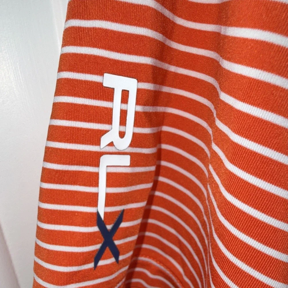 Ralph Lauren RLX Men's L Orange Striped Golf Polo Shirt Short Sleeve